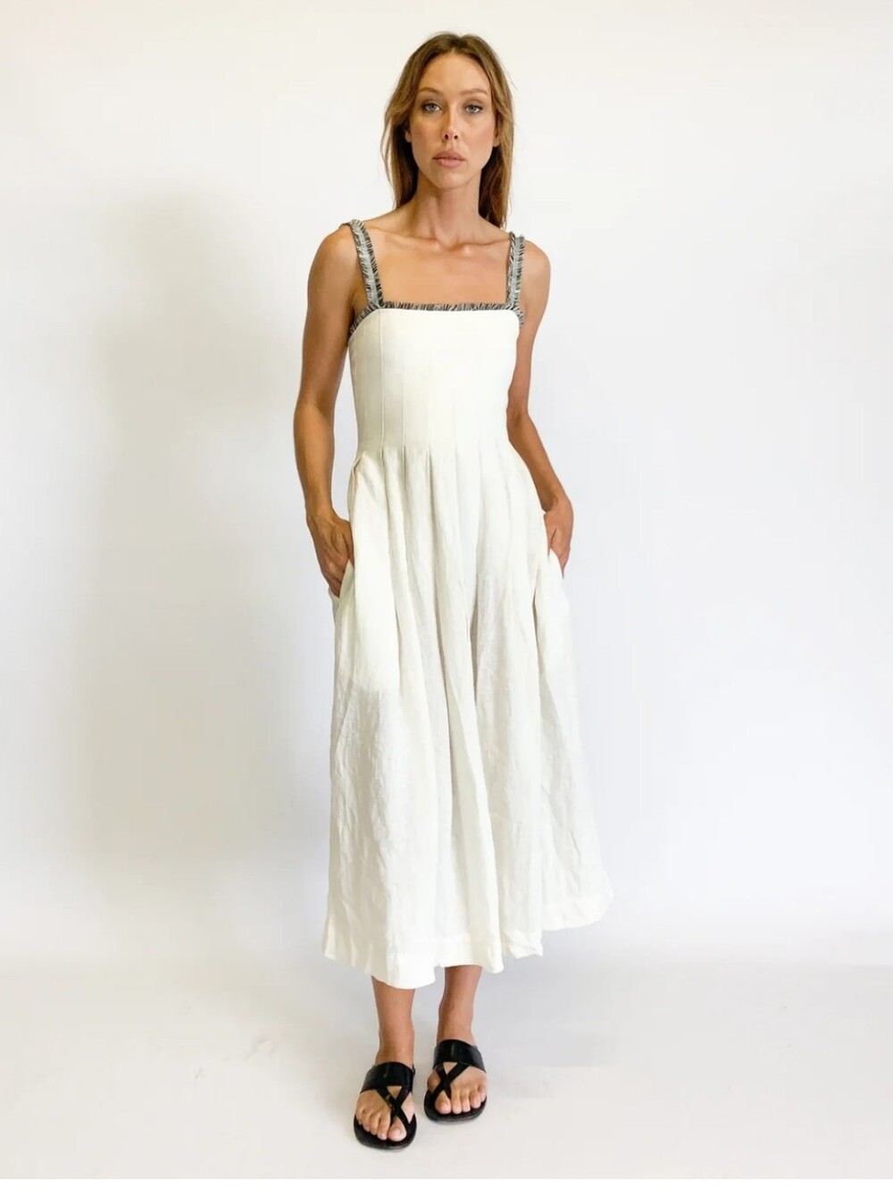 Three Graces London Lucia Linen Dress EU 10